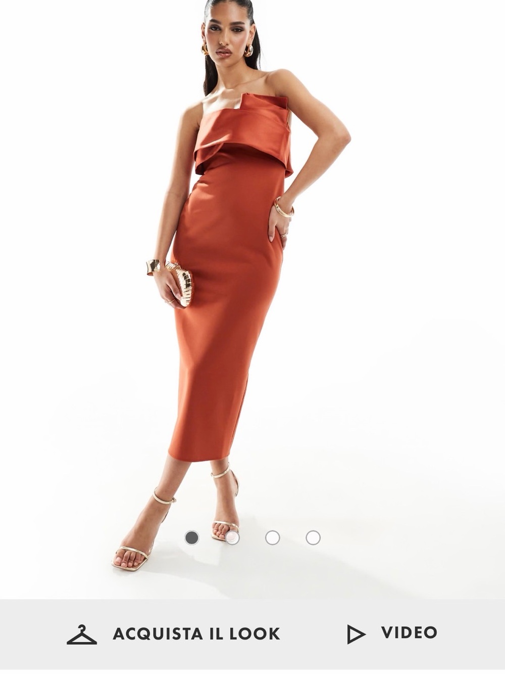 Orange Ruffle Midi Dress - Rust